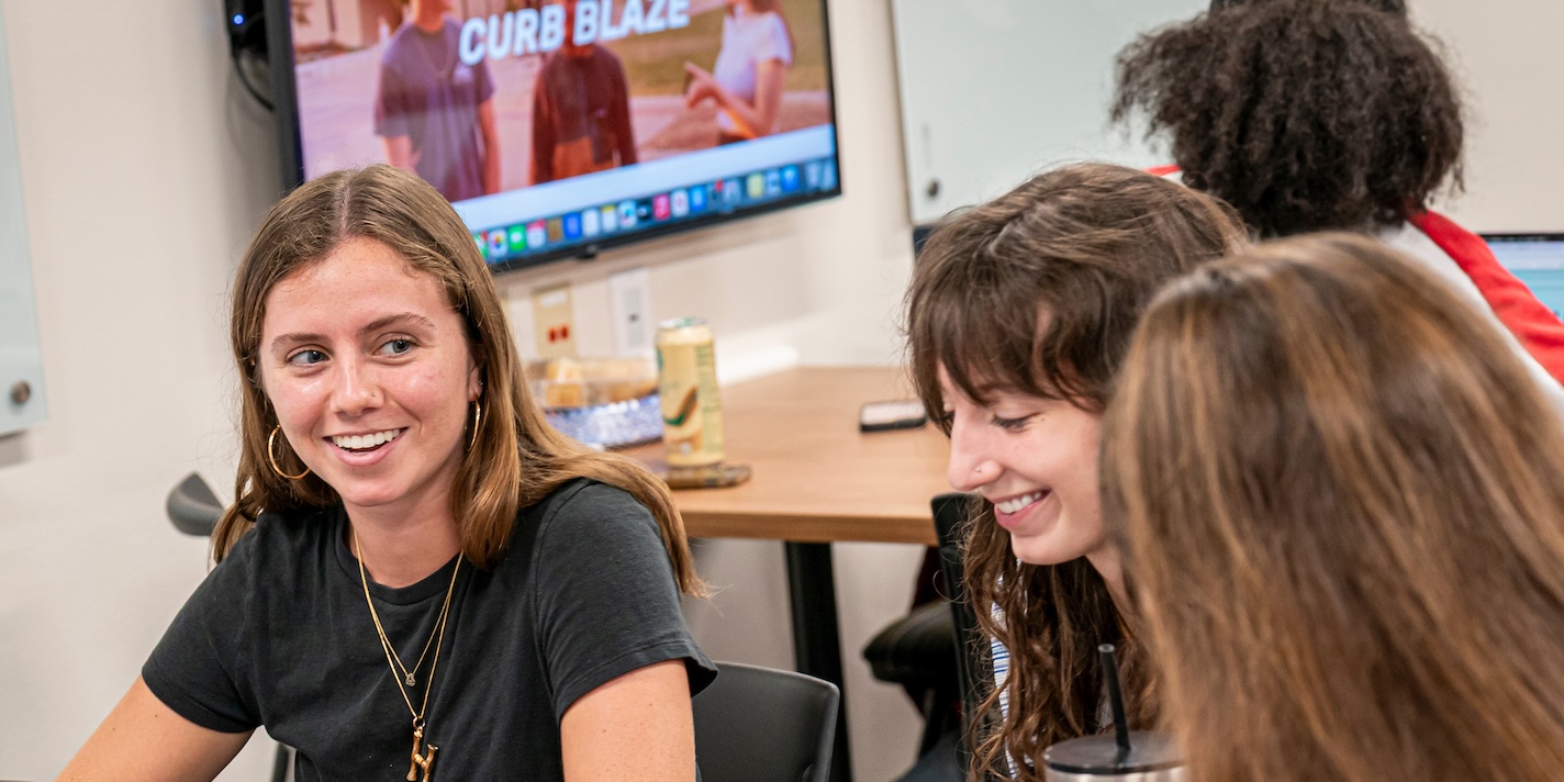 Students working on the Curb magazine